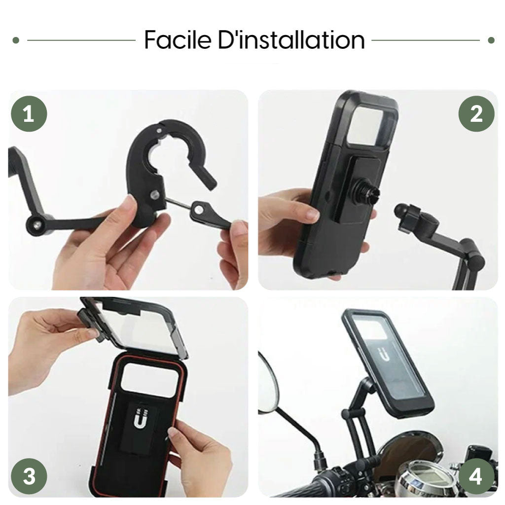 Support Téléphone Vélo étanche Rotation à 360 Anti-Vibrations