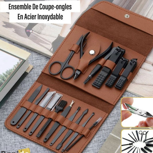 Kit D’accessoires De Manucure Professionnel 16 En 1 En Acier Inoxydable,